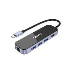 Hub usb unitek tipo-c 3.1 6 porta nero/grigio [d1084a]