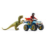 Figurine schleich dinosauro fuga in quad davanti al velociraptor