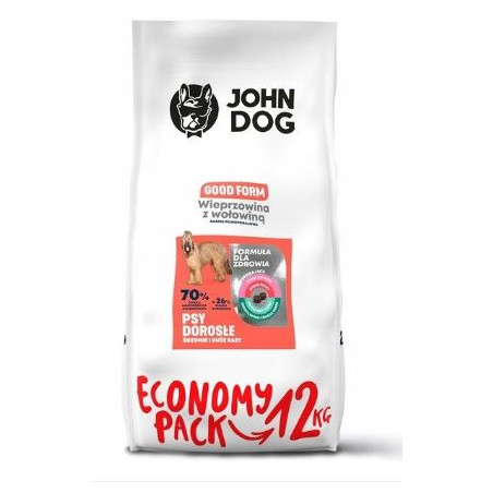 Cibo secco john dog good form maiale con manzo per cani adulti 12kg