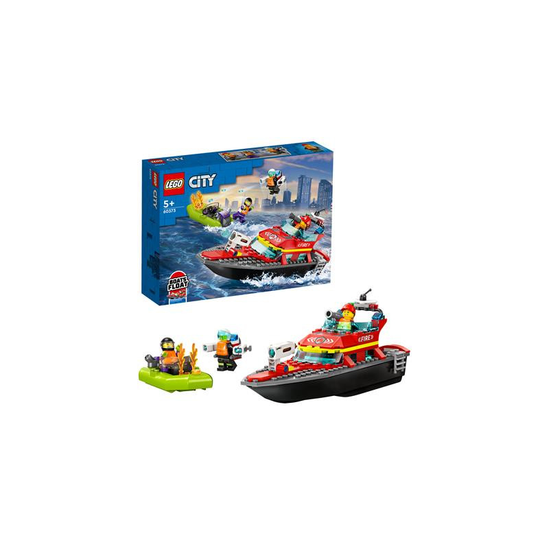 Set da costruzione city barca di salvataggio dei vigili del fuoco