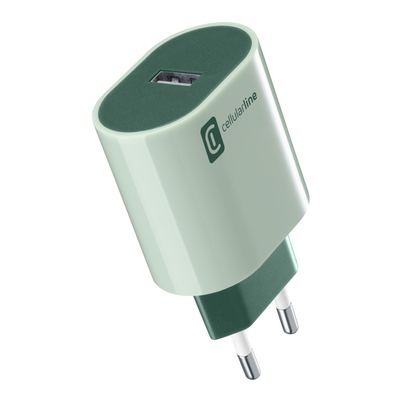 Alimentatore da rete cellularline stylecolore usb-c 12w/bianco/verde