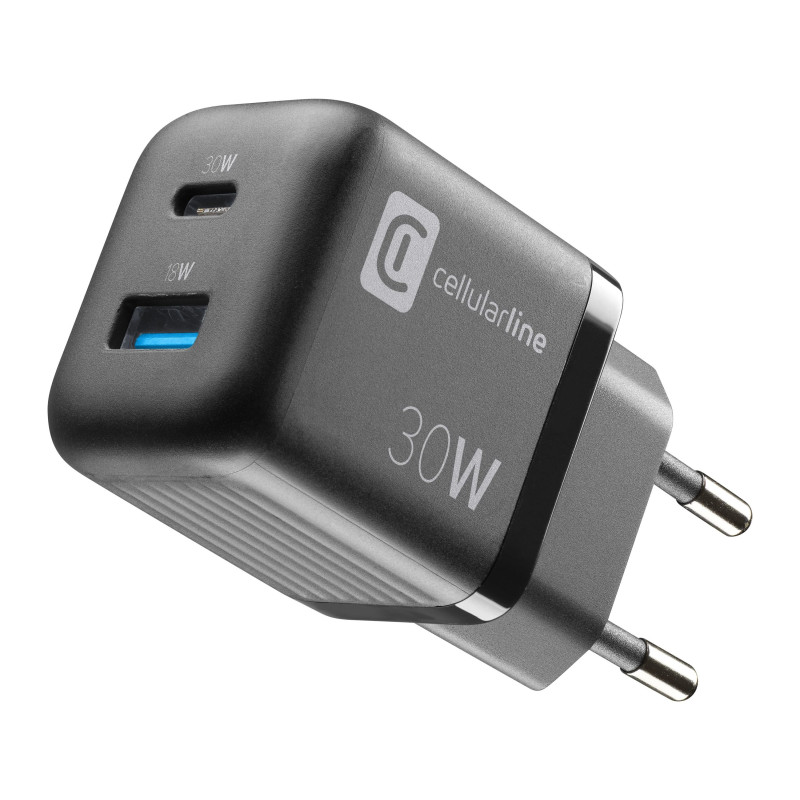 Alimentatore da rete cellularline multipower micro usb-c 30w/nero