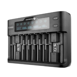 Caricabatterie everactive uc800 universale multicanale batterie cilindriche