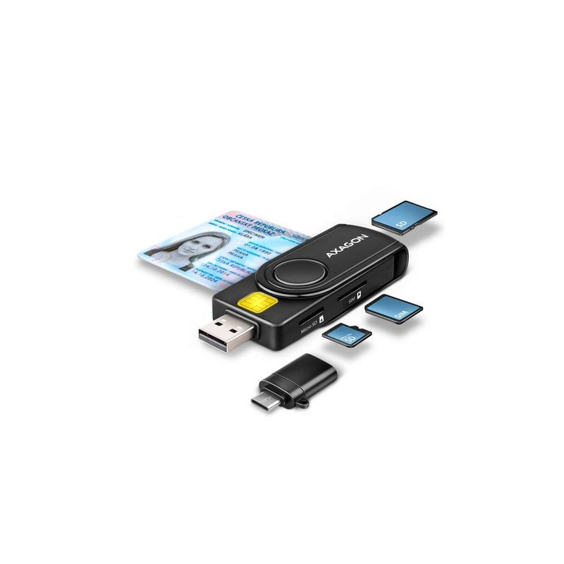 Lettore schede axagon per smart card/microsd/sim usb 2.0 tipo a [cre-smp2a]