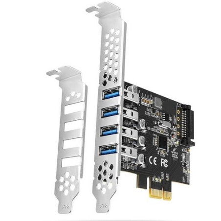 Scheda pcie axagon 4 porte usb 3.2 gen 1 esterne nero/argento [pceu-43rs]