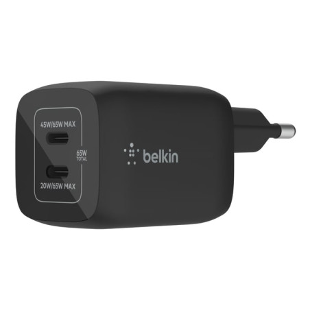 Alimentatore da rete belkin boostcharge pro 2xusb-c/65w/nero