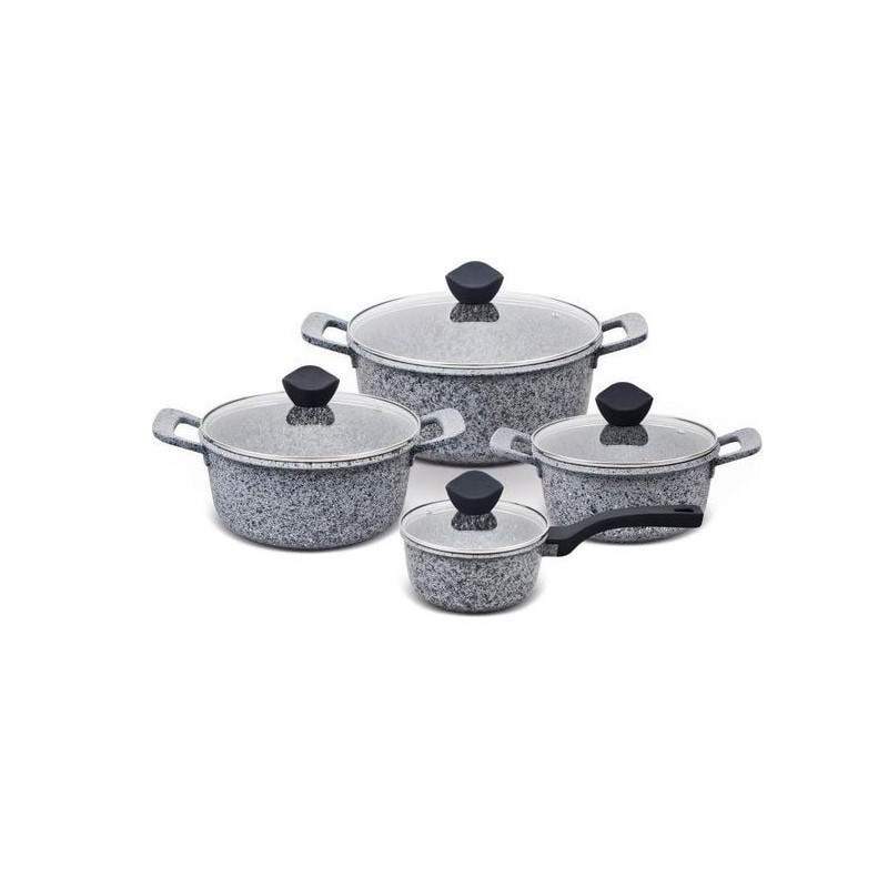 Batteria di pentole promis granito 8pz grigio/nero [gr/set]