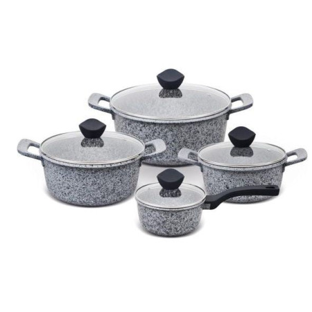 Batteria di pentole promis granito 8pz grigio/nero [gr/set]