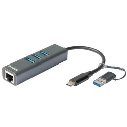 Adattatore di rete d-link dub-2332 usb-c/ethernet grigio