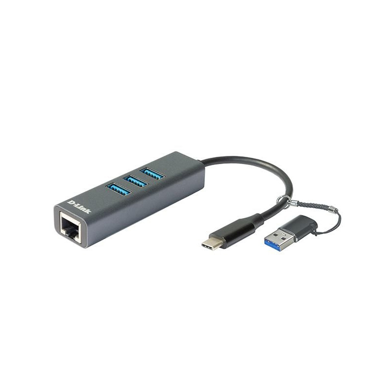 Adattatore di rete d-link dub-2332 usb-c/ethernet grigio