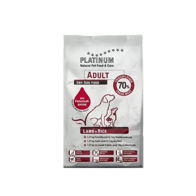 Cibo secco per cani platinum adult agnello + riso 15kg