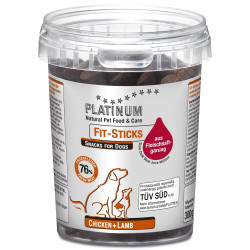 Cibo per cani platinum fit-sticks pollo + agnello snack 300g