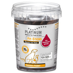 Cibo per cani platinum fit-sticks pollo + coniglio snack 300g