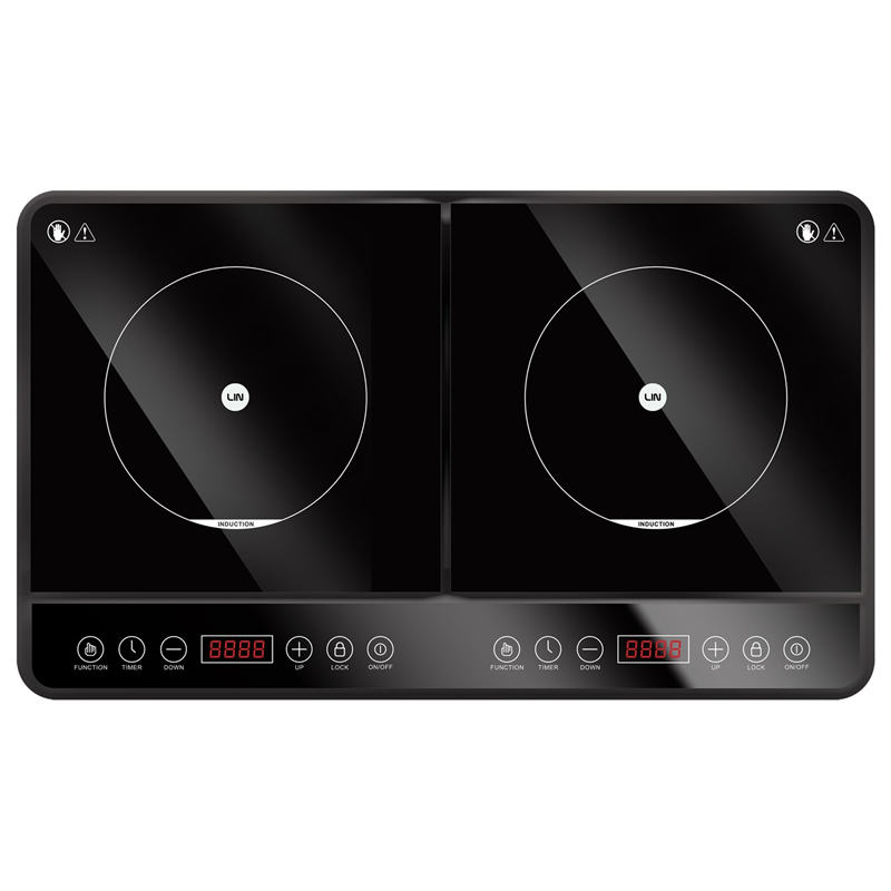 Fornello elettrico lin induzione due campi 3500w nero [li-35p2n]