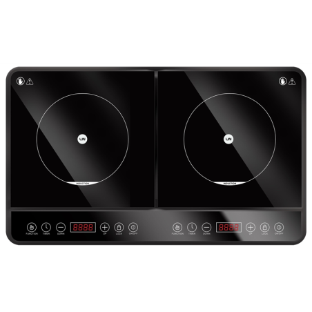 Fornello elettrico lin induzione due campi 3500w nero [li-35p2n]