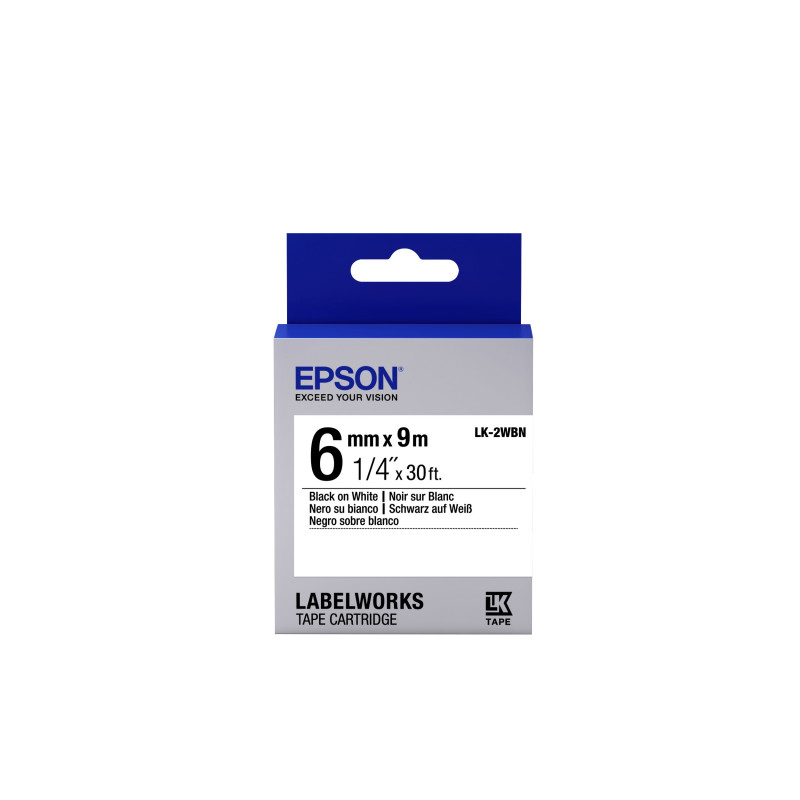 Nastro etichettatrice epson lk-2wbn standard 6mmx9m nero/bianco
