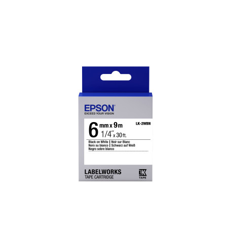 Nastro etichettatrice epson lk-2wbn standard 6mmx9m nero/bianco