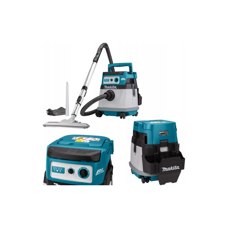 Aspirapolvere makita manuale a batteria umido e secco 2x18v 15l blu