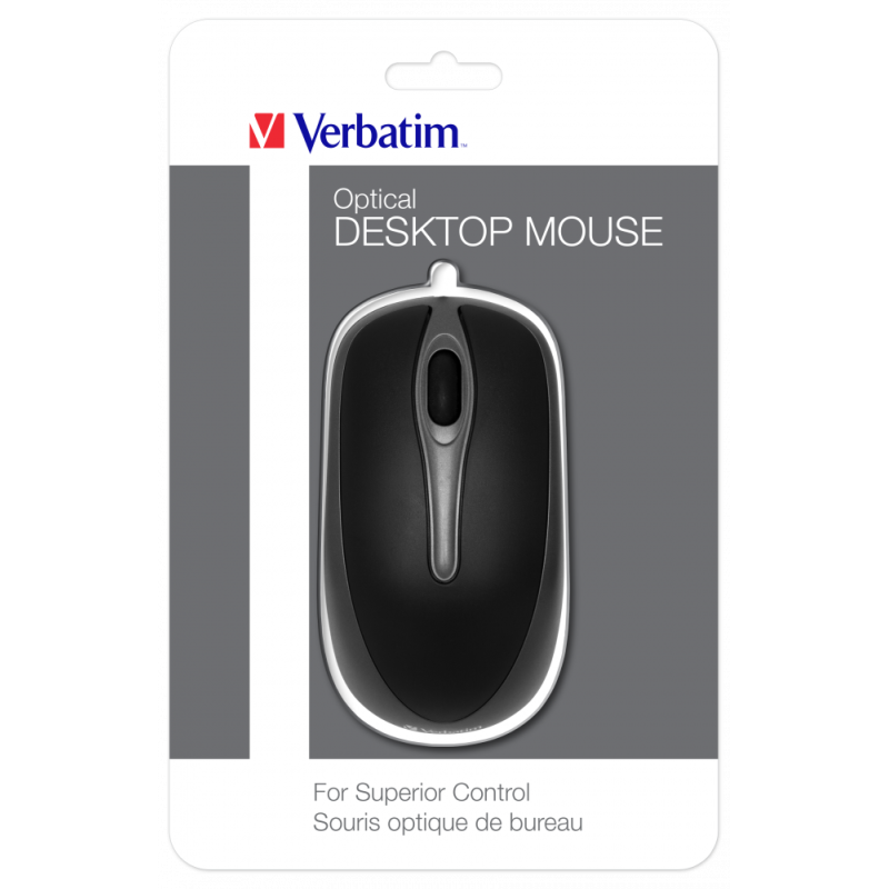 Mouse verbatim ottico da tavolo per pc 1000dpi nero/grigio [49019]