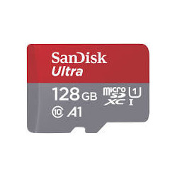 128gb scheda microsdxc sandisk ultra classe 10 grigio/rosso