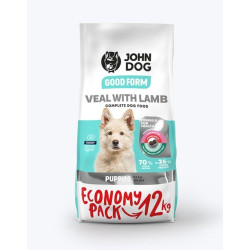 Mangime secco john dog good form vitello/agnello per cucciolo 12kg