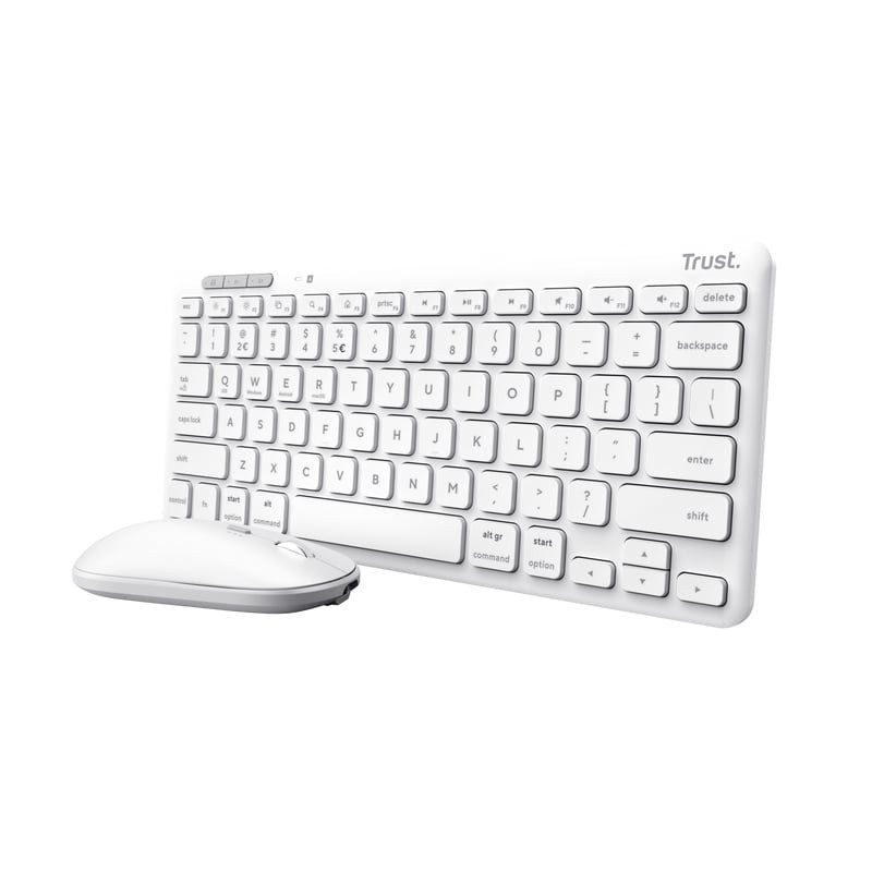 Tastiera trust lyra wireless/bluetooth qwerty con mouse bianco