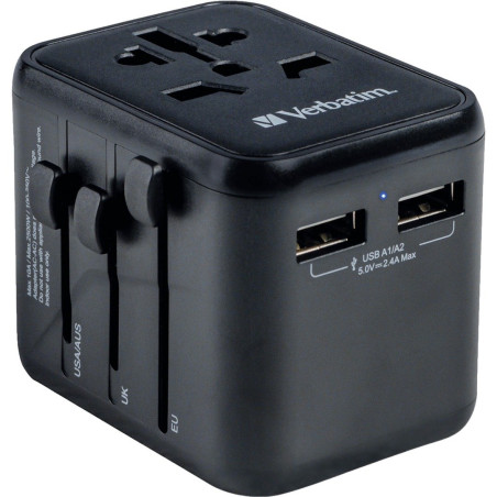 spina adattatore da viaggio verbatim uta-01 universale 2xusb-a
