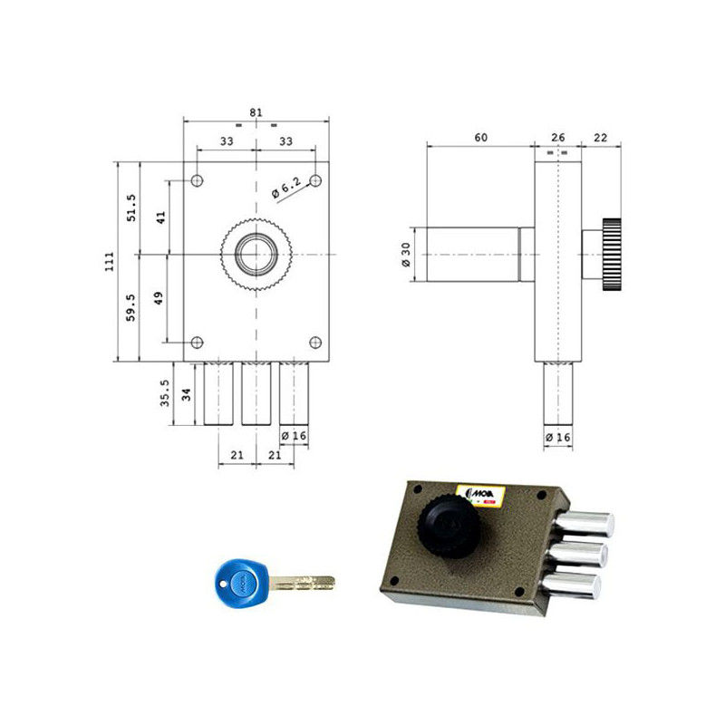 Serratura ferroglietto pompa 2m dx j320 moia [j320sx]