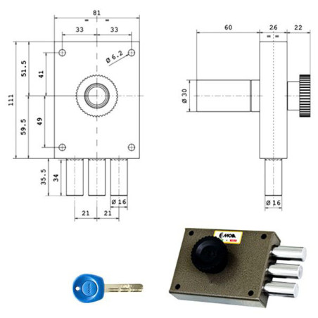 Serratura ferroglietto pompa 2m dx j320 moia [j320sx]