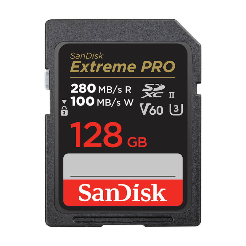 128gb scheda sdxc sandisk extreme pro 280/100mb/s classe 10 nero