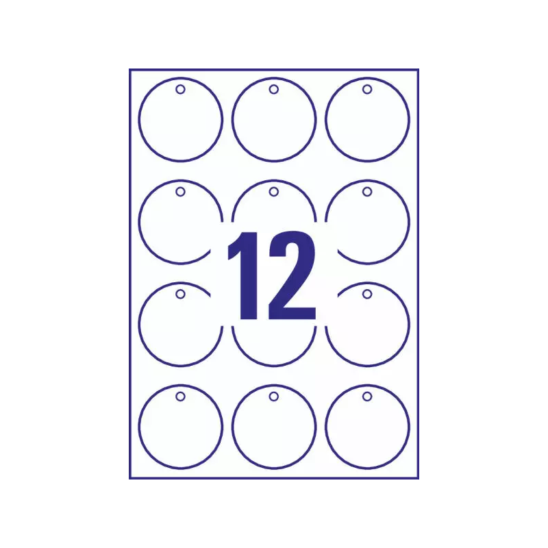 Etichette non adesive consumabili avery a4 circolare 60mm 220g 10fogli/120pz