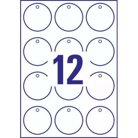 Etichette non adesive consumabili avery a4 circolare 60mm 220g 10fogli/120pz