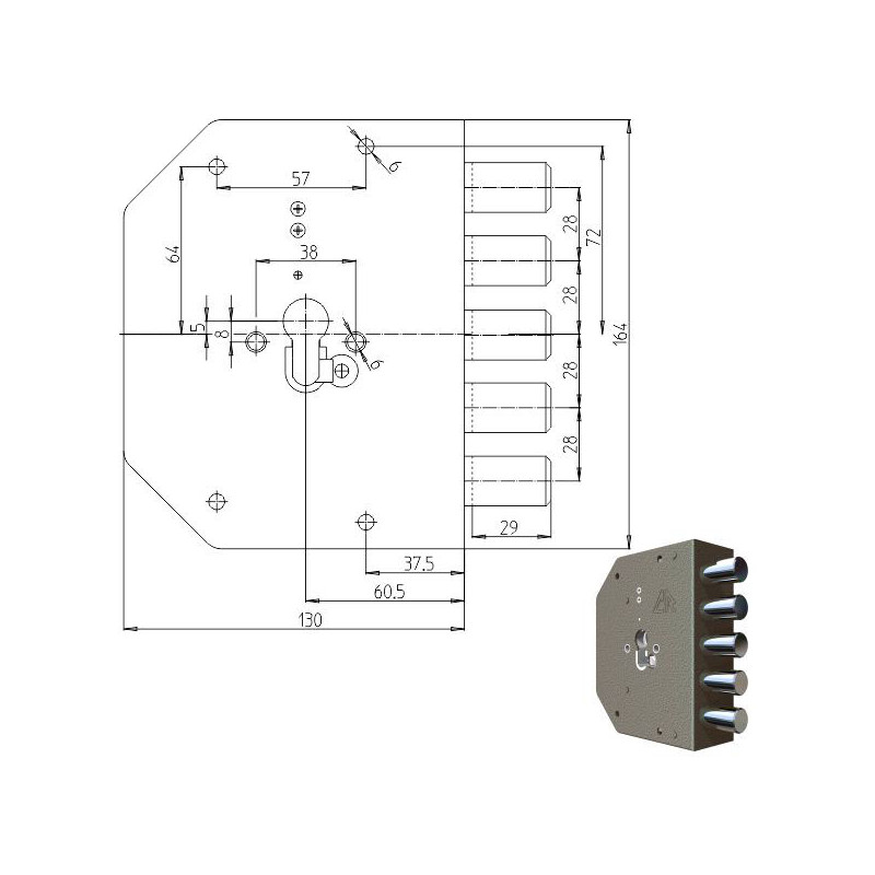 Serratura cilindro cr sic.semplice dx cil.2000pe [2000g-01]