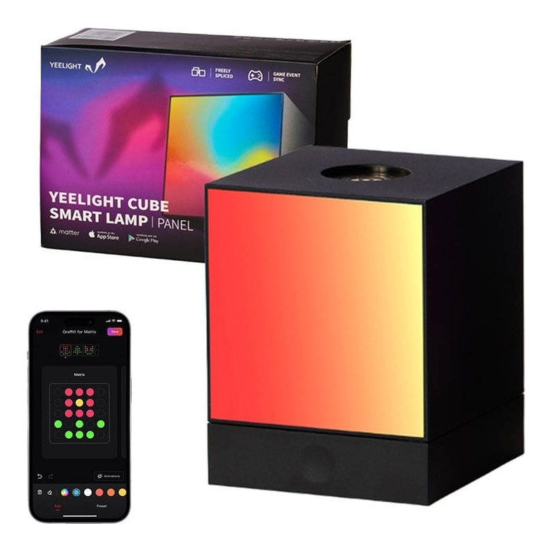 Illuminazione led yeelight cube smart light panel base nero [ylfwd-0009]