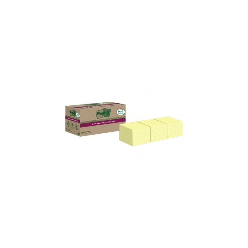 Foglieti adesivi post-it 654 rsscy 14+4f 7.6x7.6cm 70fogli giallo