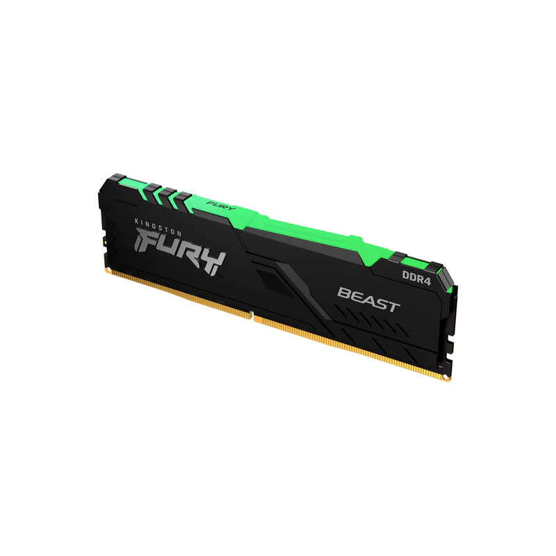 Ram dimm ddr4 8gb kingston fury beast rgb 1x8gb cl 16 nero [kf432c16bb2a/8]