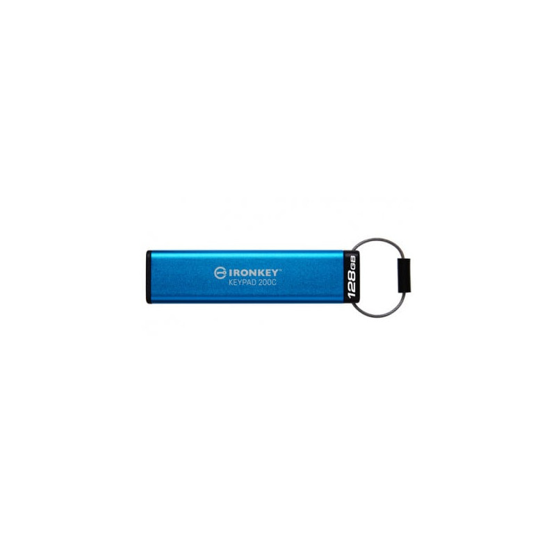 Pen drive 128gb kingston ironkey keypad usb 3.1 blu [ikkp200c/128gb]