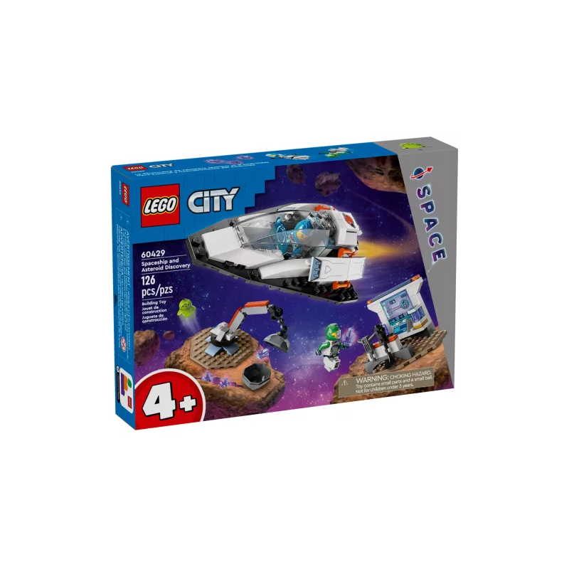 Gioco da costruzione lego astronave e scoperta dell'asteroide