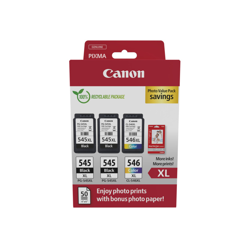 Cartuccia canon pg-545 15ml/13ml no.545xlx2/546xl ciano/magenta/giallo/nero