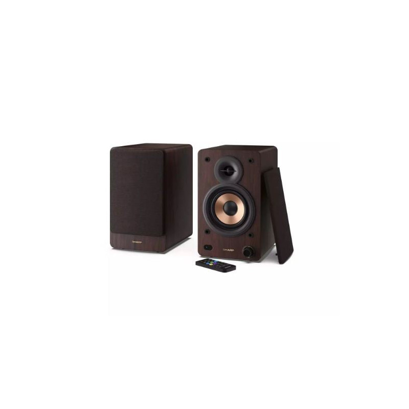 Altoparlanti sharp bookshelf 2 vie wireless bluetooth v5.0/usb/aux/rca