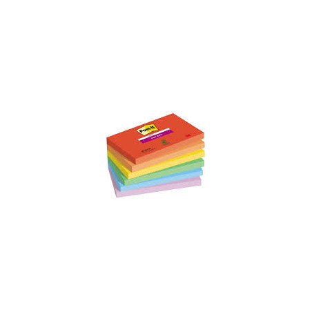 Blocco note post-it adesivo super sticky notes 127x76mm verde/giallo/blu/rosso/viola/arancia