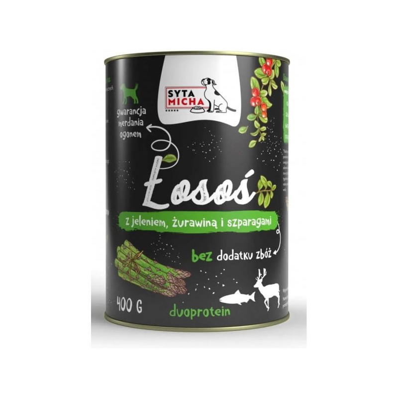 Cibo per cani syta micha salmon with deer cranberries and asparagus