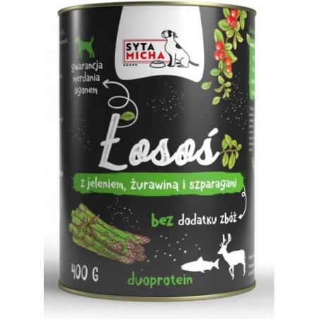 Cibo per cani syta micha salmon with deer cranberries and asparagus