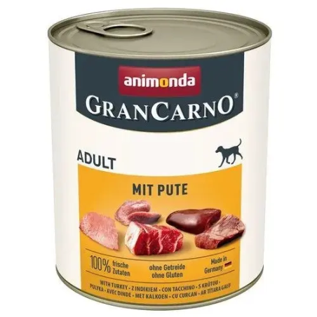 Cibo umido animonda grancarno adulto con tacchino per cani 800g