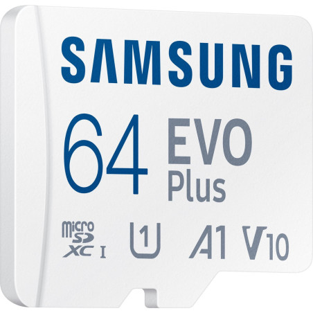 64gb scheda sd samsung evo plus microsdxc u1 v10 a1 bianco [mb-mc64sa/eu]