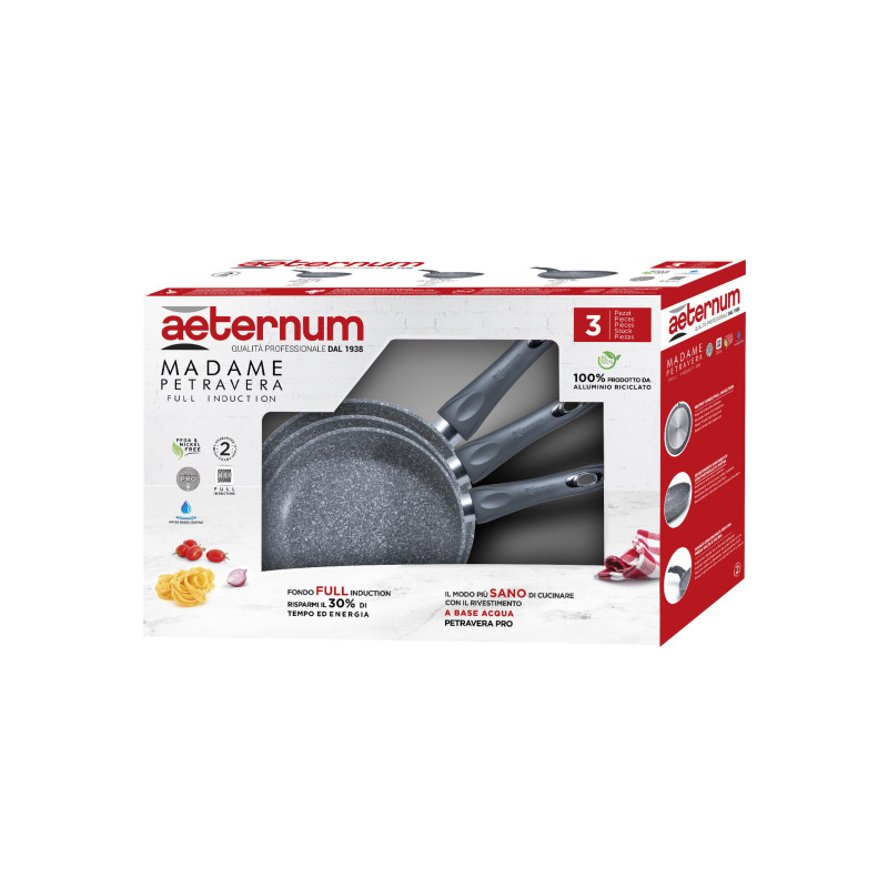 Set di pentole aeternum madame petravera 20x24x28cm grigio 3pz
