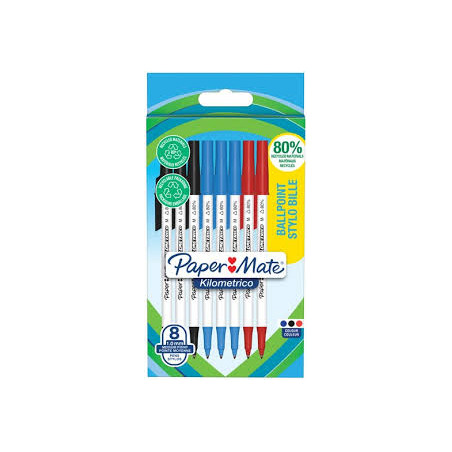 Set penne a sfera papermate kilometrico colori assortiti 8pz [2187680]
