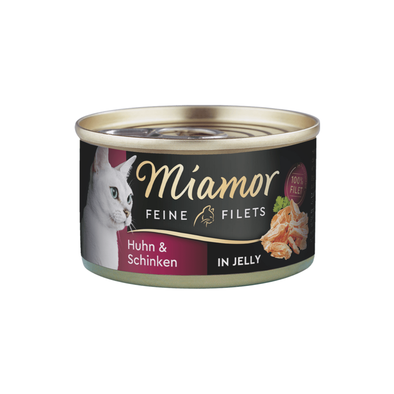 Alimento umido miamor filetti pregiati in gelatina pollo e prosciutto