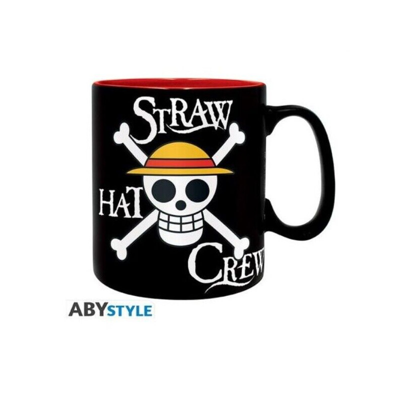 Tazza abystyle one piece logo straw hat crew mug 460ml nero