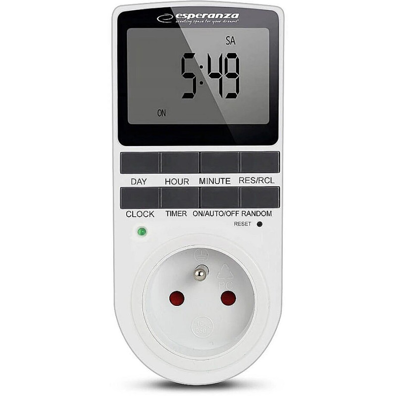 Presa con timer elettronico esperanza 16a 3680w 230v bianco [ela101]